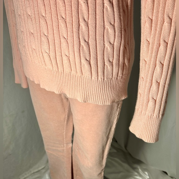 Chaps Pink Sweater Set PM (Petite Medium) Cable Knit 2 Piece - Picture 8 of 16